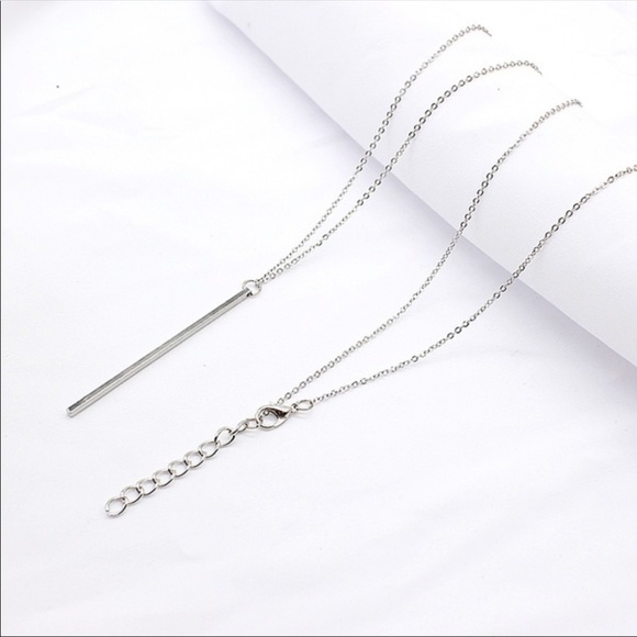 Sterling Silver Dainty Long Bar Necklace NWOT - Picture 3 of 3